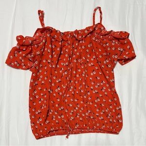 size small Sienna Sky frilly red tank top.